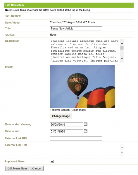 How do I edit a News Item?